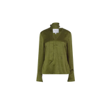 Dante6 - Niyra Creased V-Neck Top Fern green