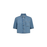IVY-Uta Oversized 2/4 Sleeve Shirt Wash Mid Blue