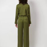 Dante6 - Niyra Creased V-Neck Top Fern green