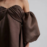 By Malina - Val mini dress Off-the-shoulder mini dress, Chocolate