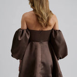 By Malina - Val mini dress Off-the-shoulder mini dress, Chocolate