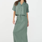 IVY-Karmey SS Linen Shirt - Dusty Steel Green