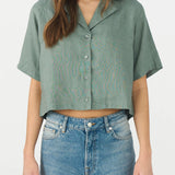 IVY-Karmey SS Linen Shirt - Dusty Steel Green