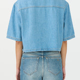 IVY-Uta Oversized 2/4 Sleeve Shirt Wash Mid Blue