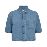 IVY-Uta Oversized 2/4 Sleeve Shirt Wash Mid Blue
