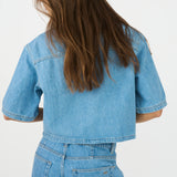 IVY-Uta Oversized 2/4 Sleeve Shirt Wash Mid Blue