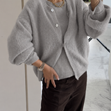 Depeche - Sarah alpaca strik cardigan, Light Grey Melange