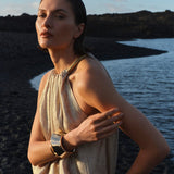 Dante6 - Heavenly Metallic chain halter maxi dress