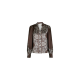 Neo Noir - Massima Paisley Border Bluse, Dark Brown
