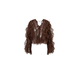 Dante6 - Ruffled tulle top, brun