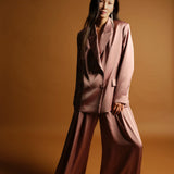 Dante6 - Onique wide long leg satin trousers, Mauve