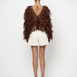 Dante6 - Ruffled tulle top, brun