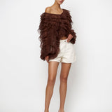 Dante6 - Ruffled tulle top, brun