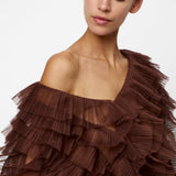 Dante6 - Ruffled tulle top, brun