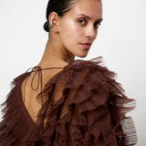 Dante6 - Ruffled tulle top, brun