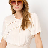 Dante6 - Geroux boho mini dress, Butter Cream