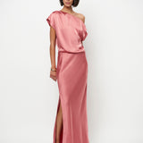 Dante6 - Epic oﬀ-shoulder satin maxi dress