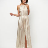 Dante6 - Heavenly Metallic chain halter maxi dress