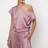 Dante6 - Roam draperet satin cropped top, Mauve