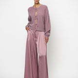 Dante6 - Onique wide long leg satin trousers, Mauve