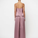 Dante6 - Onique wide long leg satin trousers, Mauve