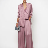 Dante6 - Onique wide long leg satin trousers, Mauve