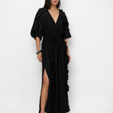 Dante6 - Anzur embellished volant maxi dress, sort