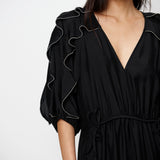 Dante6 - Anzur embellished volant maxi dress, sort