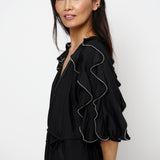 Dante6 - Anzur embellished volant maxi dress, sort