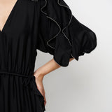 Dante6 - Anzur embellished volant maxi dress, sort