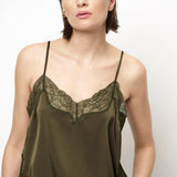 Dante6 - Dawna bold satin lace camisole, Olive green