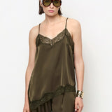 Dante6 - Dawna bold satin lace camisole, Olive green