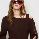 Dante6 - Tysio sweater med knappedetalje, brun