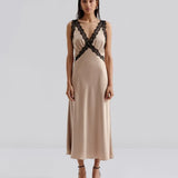 By Malina - Shea lace detailed satin midi dress