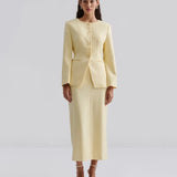 By Malina - Nilla round neck fitted blazer