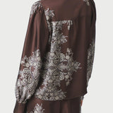 Neo Noir - Massima Paisley Border Bluse, Dark Brown