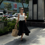 Malina - Adriana frilled hem midi skirt, sort