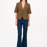 IVY - Katee Short Sleeve Uniform Blazer, Coffee Bean