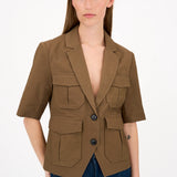 IVY - Katee Short Sleeve Uniform Blazer, Coffee Bean