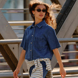 IVY - Malika Uta Oversize Shirt - Mid Blue Denim