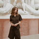 Neo Noir - Nika Structure Shorts, Dark Brown