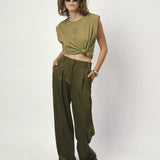 Dante6 - Jules Satin pants Jungle leaf