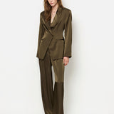 Dante6 - Rush tailored bold satin blazer, Moss Olive